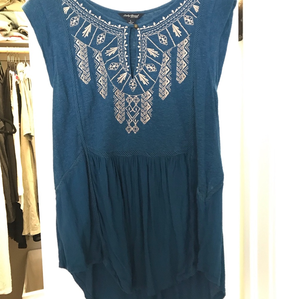 Lucky Brand - Embroidered Bib Shell
